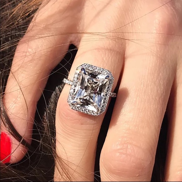Jewelry - New Luxury 925 Silver Sapphire Square Cut Ring